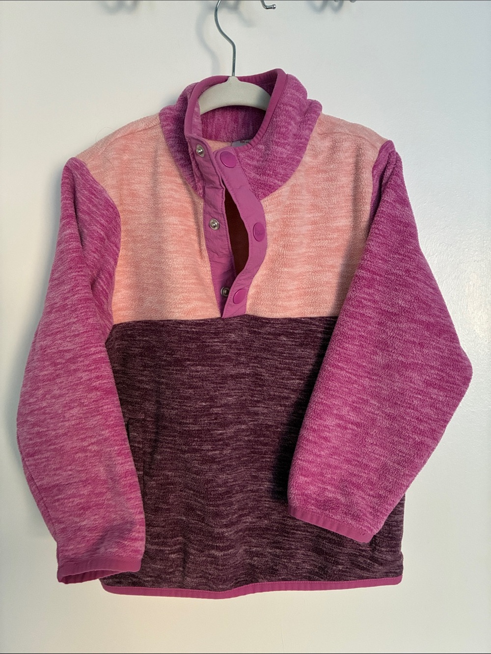 Hanna Andersson Pink & Purple Colorblock Fleece Pullover 100/4T